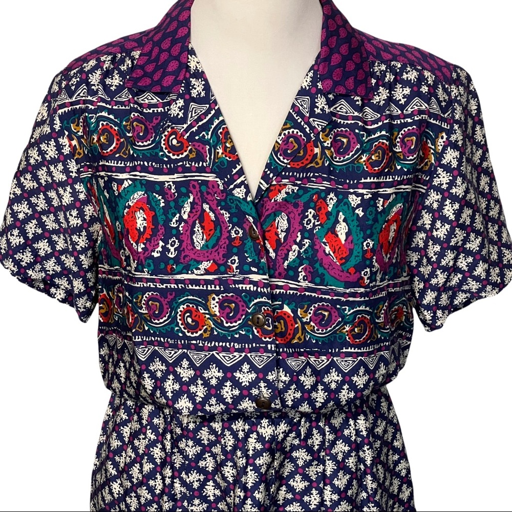Vintage Laura & Jayne Collection Bright Boho Print Casual Skirt Set Size M - Picture 4 of 11